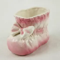 Pink Ceramic Bootie Planter Vintage Small Succulent Pot Nursery Decor