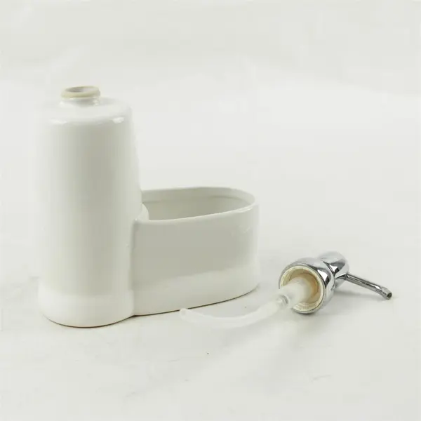 White Ceramic Soap Dispenser With Attached Caddy