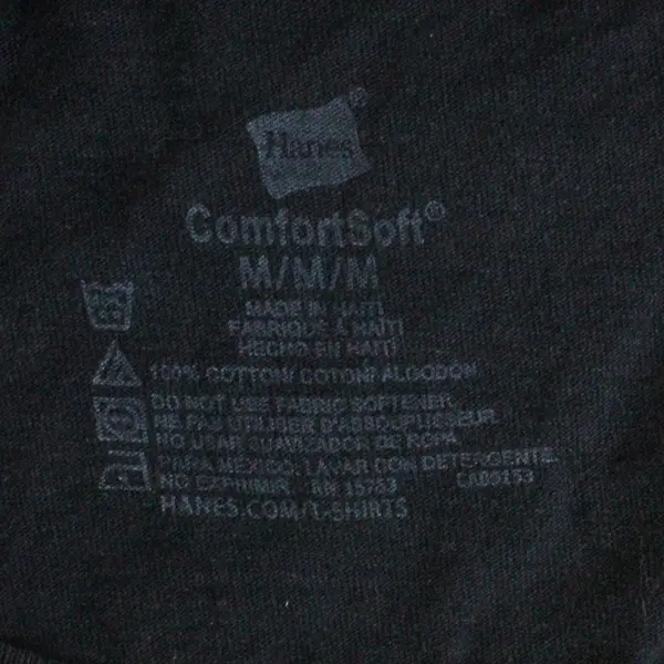 Hanes Solid Black Short-Sleeved Cotton T-Shirt Adult Size Medium