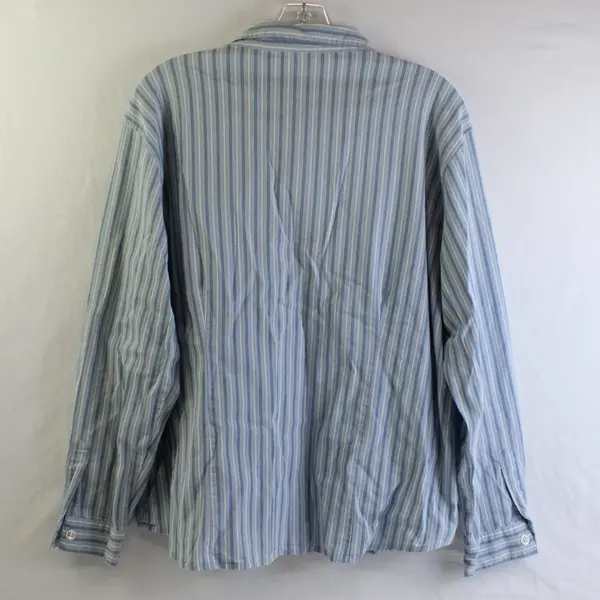 Chico's Blue and White Striped Long-Sleeve Button-Up Pajama Shirt Women's Size 3