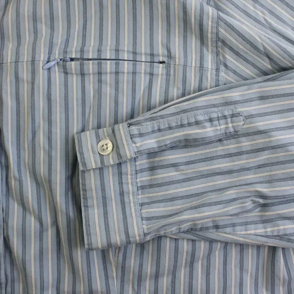 Chico's Blue and White Striped Long-Sleeve Button-Up Pajama Shirt Women's Size 3