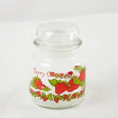 Vtg 1980's Strawberry Shortcake Glass Storage Candy Jar 5.5"