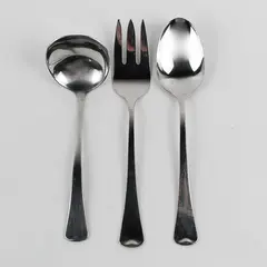 Lot Of 3 Oneida Silver Wyndham (Stainless) Flatware Serving Fork, Spoon, Ladle