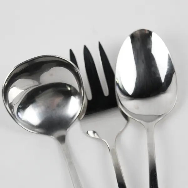 Lot Of 3 Oneida Silver Wyndham (Stainless) Flatware Serving Fork, Spoon, Ladle