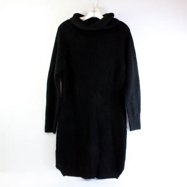 Black Tape Solid Black Knit Long-Sleeve Cowl Neck Sweater Dress Women's Medium