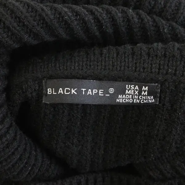 Black Tape Solid Black Knit Long-Sleeve Cowl Neck Sweater Dress Women's Medium