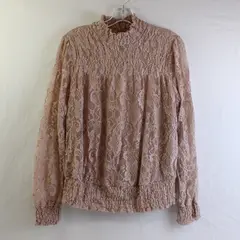 Adiva Dusty Rose Pink Lacy Long-Sleeve Top Women's Size Large