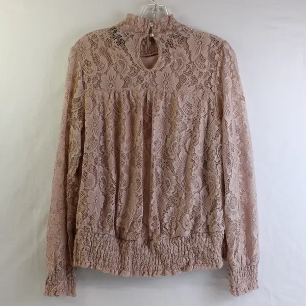 Adiva Dusty Rose Pink Lacy Long-Sleeve Top Women's Size Large
