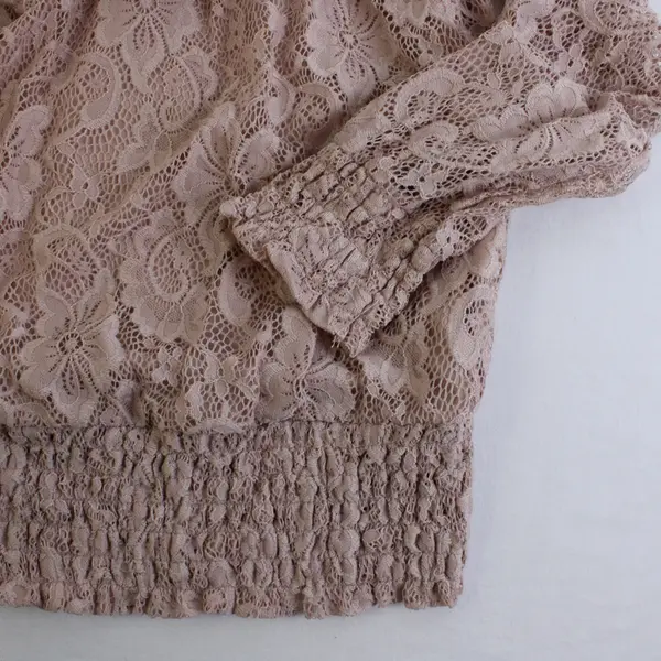 Adiva Dusty Rose Pink Lacy Long-Sleeve Top Women's Size Large