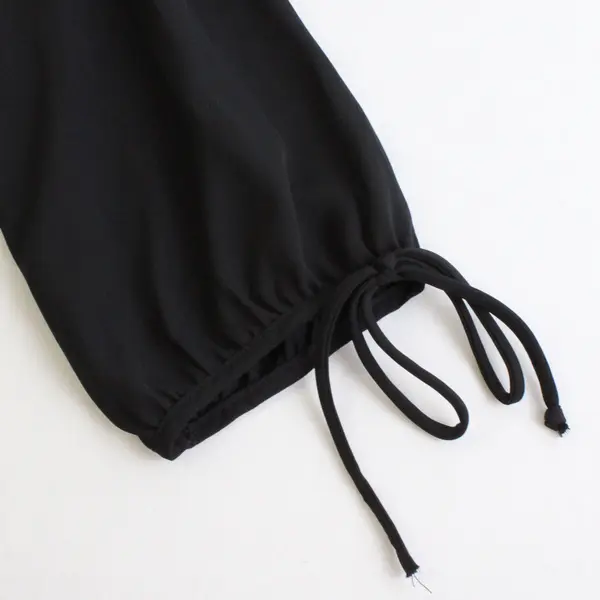 Pleione Semi-Sheer Black 3/4 Balloon Sleeve Blouse Women's Large