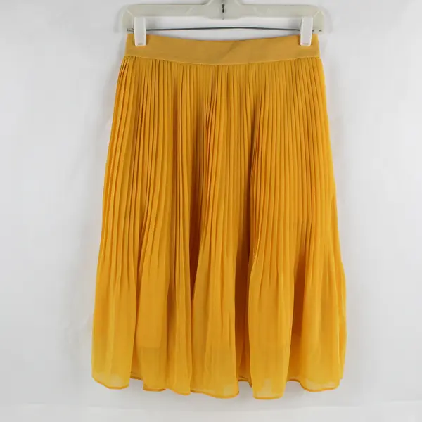 NWT A New Day Pharaoh Gold Yellow Pleated Midi Skirt Women's Size XS