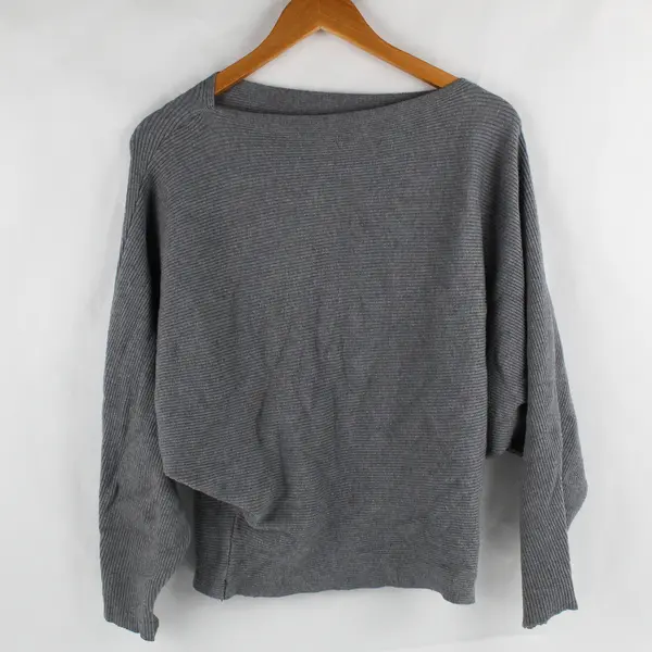 Gaberly Gray Ribbed Dolman Sleeve Sweater Women's Size Large