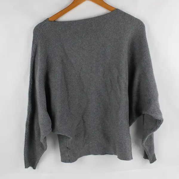 Gaberly Gray Ribbed Dolman Sleeve Sweater Women's Size Large