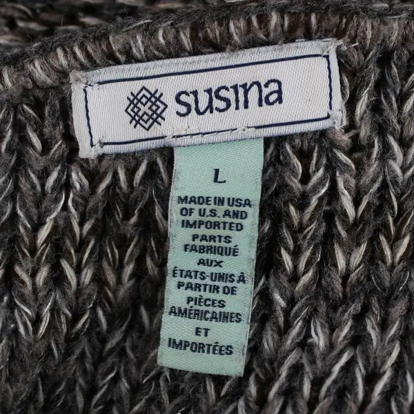 Susina Taupe Gray Marled Knit Long-Sleeved Sweater Women's Size Large