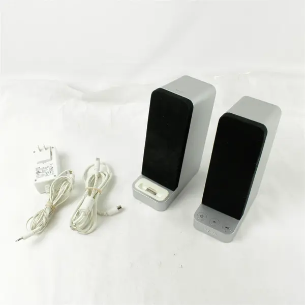iHome iH70S Speakers Silver & Black with Cables Untested