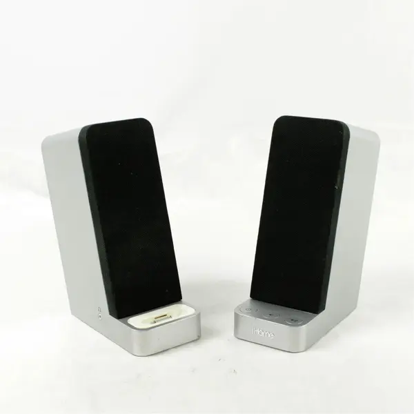iHome iH70S Speakers Silver & Black with Cables Untested