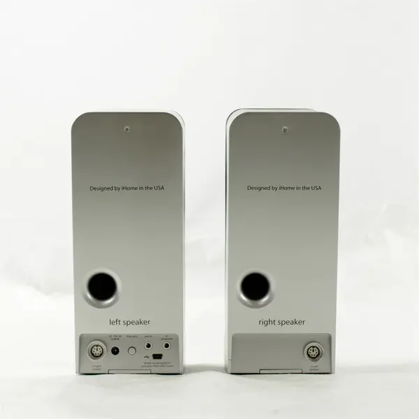 iHome iH70S Speakers Silver & Black with Cables Untested