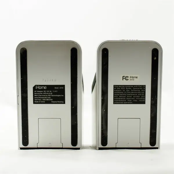 iHome iH70S Speakers Silver & Black with Cables Untested