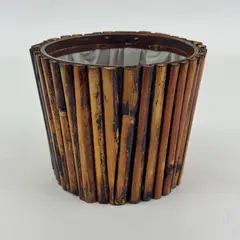 Small Bamboo Planter 5.5in Tabletop Succulent Pot Indoor Decorative