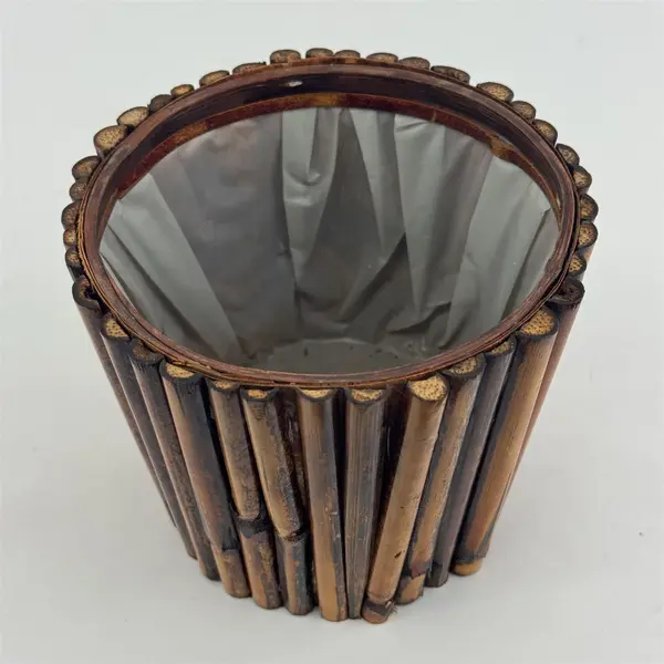 Small Bamboo Planter 5.5in Tabletop Succulent Pot Indoor Decorative