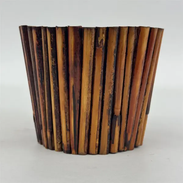 Small Bamboo Planter 5.5in Tabletop Succulent Pot Indoor Decorative