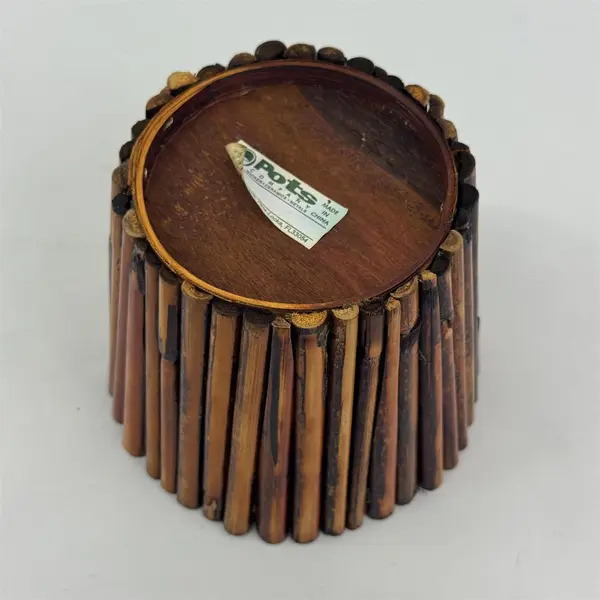 Small Bamboo Planter 5.5in Tabletop Succulent Pot Indoor Decorative