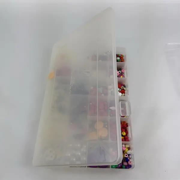 Lot of Assorted Beads in Organizer - Mixed Glass Plastic Metal for Jewelry