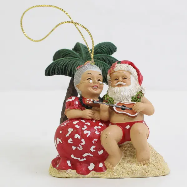 Island Heritage Serenading Santa Hand-Painted Christmas Ornament