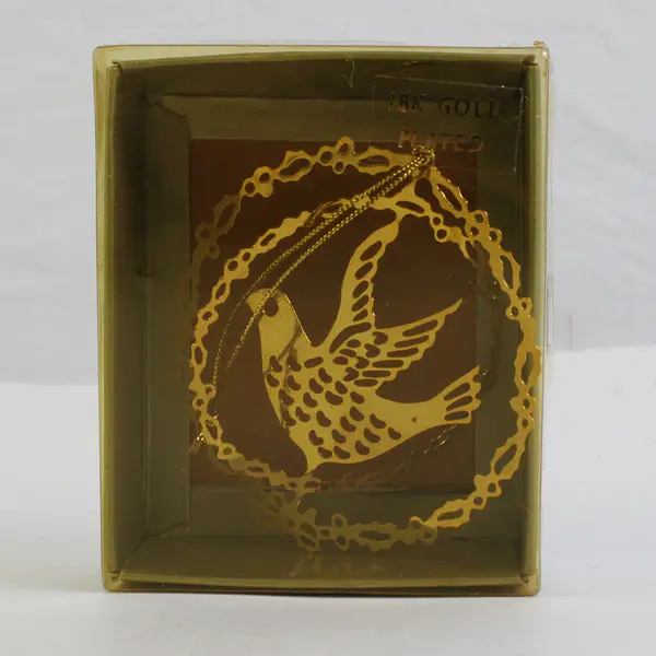 Vintage 1983 Christmas Fantasy Gold Plated Brass Bird Ornament