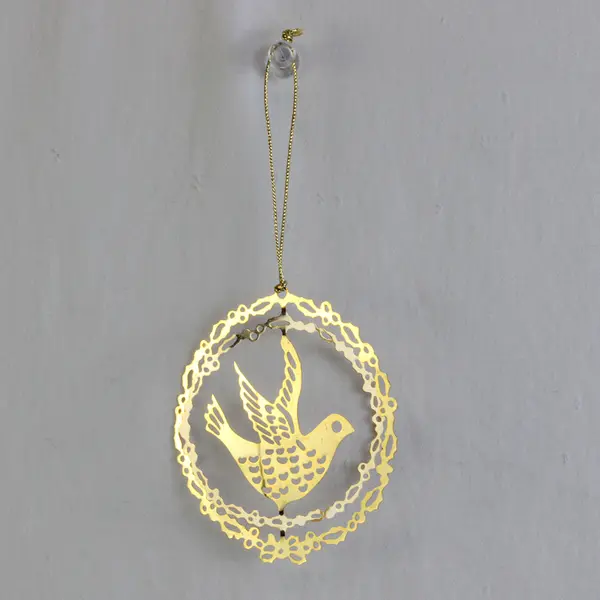 Vintage 1983 Christmas Fantasy Gold Plated Brass Bird Ornament
