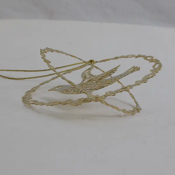 Vintage 1983 Christmas Fantasy Gold Plated Brass Bird Ornament