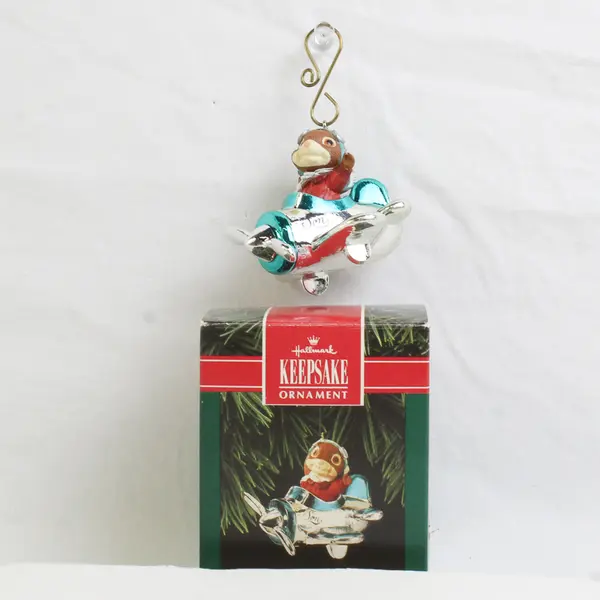 1992 Hallmark Son Bunny Rabbit Flying Airplane Keepsake Ornament