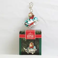 1992 Hallmark Son Bunny Rabbit Flying Airplane Keepsake Ornament