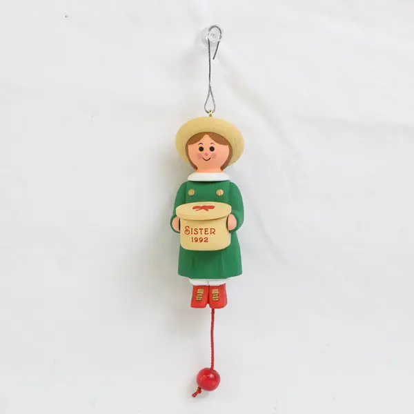 1992 Hallmark Sister Girl with Cat in Basket Keepsake Ornament