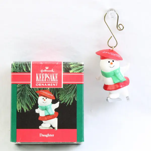 1990 Hallmark Daughter Ice Skating Snowgirl Keepsake Ornament