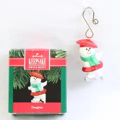 1990 Hallmark Daughter Ice Skating Snowgirl Keepsake Ornament