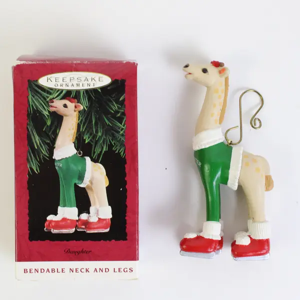 1993 Hallmark Daughter Ice Skating Giraffe Keepsake Ornament