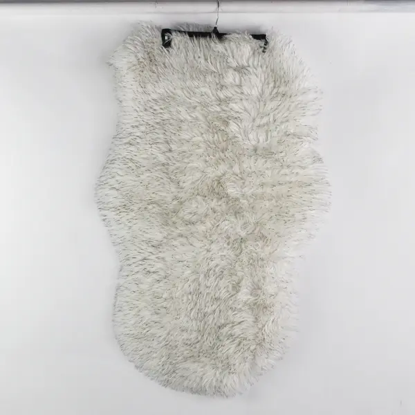 Unbranded Small Fluffy Soft White and Gray Faux Fur Rug 40"x22"x1"