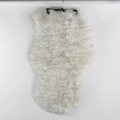 Unbranded Small Fluffy Soft White and Gray Faux Fur Rug 40"x22"x1"