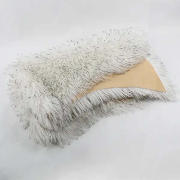 Unbranded Small Fluffy Soft White and Gray Faux Fur Rug 40"x22"x1"