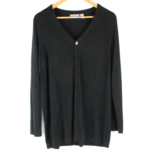 Chico's Private Edition Women's Size 2 Black Long Sleeve Stretch Cardigan