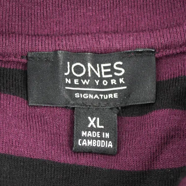 Jones New York Signature Women's XL Purple/Black Stripe Long Sleeve Sweater