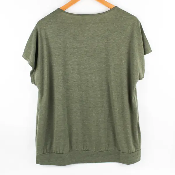 Ember Women's L Forest Green Short Sleeve Blouse with Button Detailing