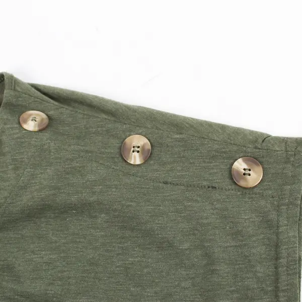 Ember Women's L Forest Green Short Sleeve Blouse with Button Detailing