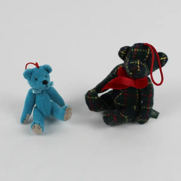 Lot of 2 Mini Jointed Teddy Bears w/Hanging Attachment White Barn Candle Co.