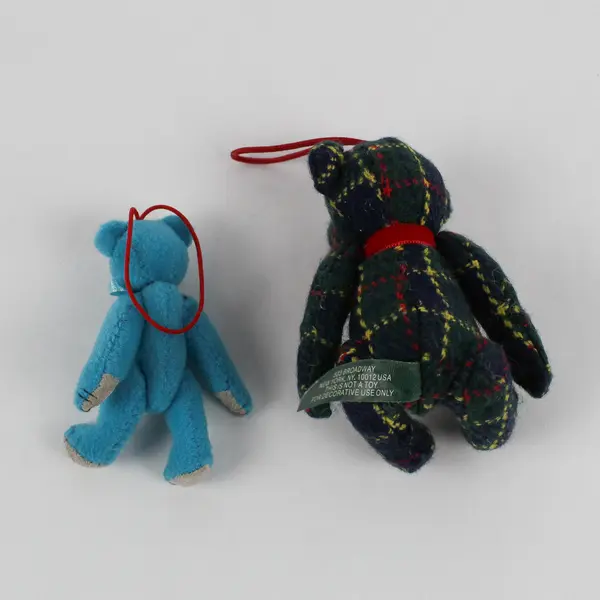 Lot of 2 Mini Jointed Teddy Bears w/Hanging Attachment White Barn Candle Co.