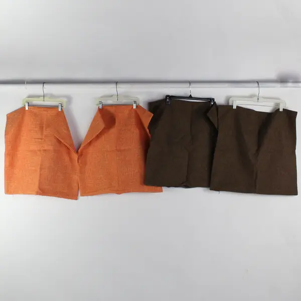 Lot of 4 Unbranded Woven Couch Pillow Covers Brown and Orange 21.5"x21.5"