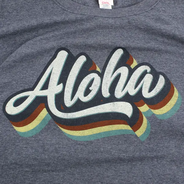 NWT Island Girl Women's XL Blue Cotton Blend "Aloha" Graphic T-Shirt