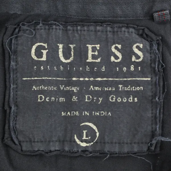 Guess Men's L Gray and Black 100% Cotton Graphic Long Sleeve Shirt