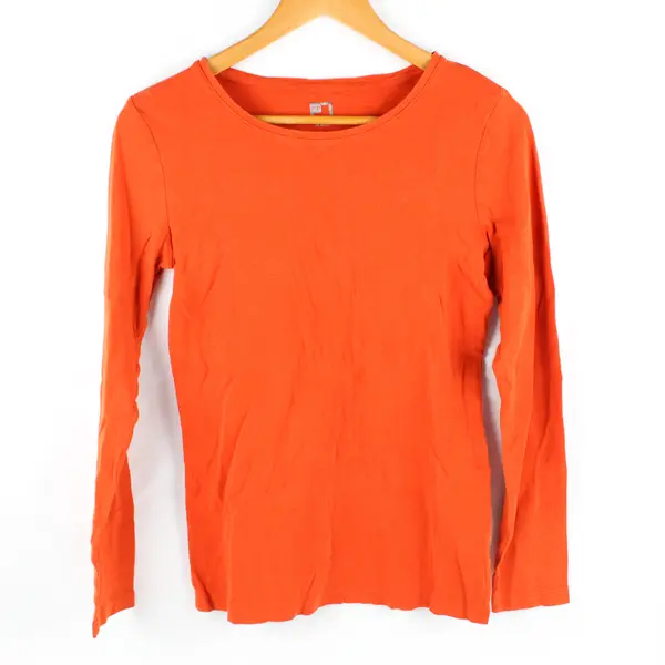 JCP Women's M Orange 100% Cotton Long Sleeve Round Neck Shirt